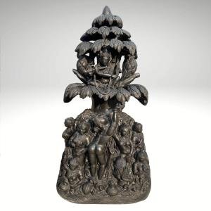 4.5ft Hand Carved Blackstone Krishna With Gopis Statue | Jaipurio